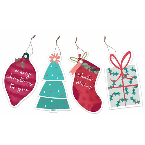 Christmas Shaped Gift Tags - 20 Pack Festive Holiday Present Wrapping Decoration