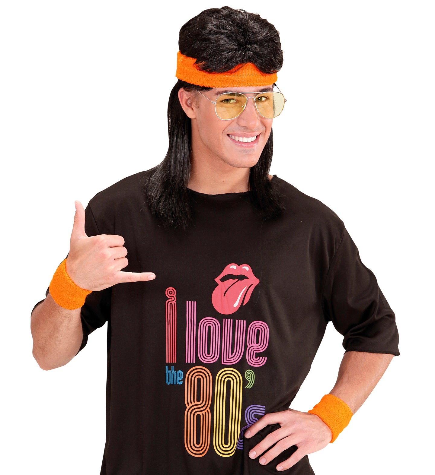 Neon Orange Sweatbands Set (Headband and 2 Wristbands)
