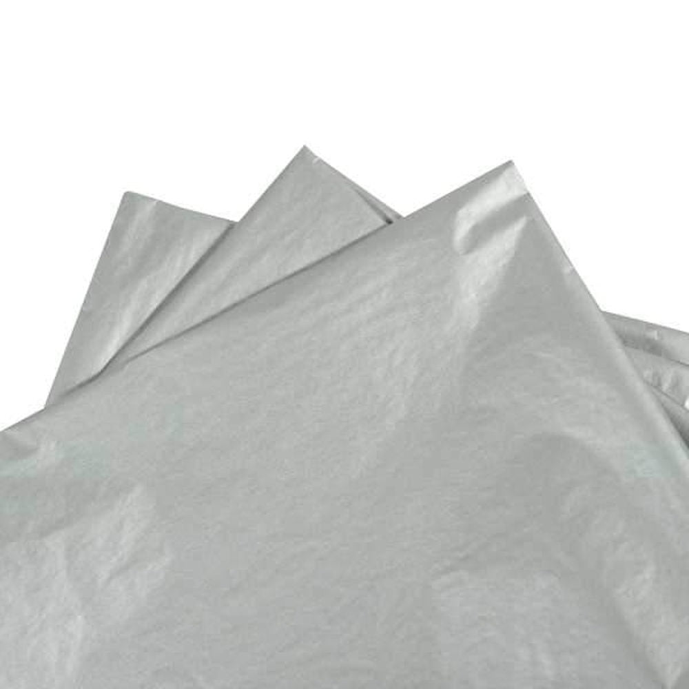 Silver Metallic Tissue Paper - 5 Sheets 50cm x 70cm Shiny Elegant Wrapping Crafting