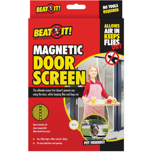 White Magnetic Door Screen - Mesh Curtain Bug Fly Insect Mosquito Net Guard Pet Friendly Easy Install