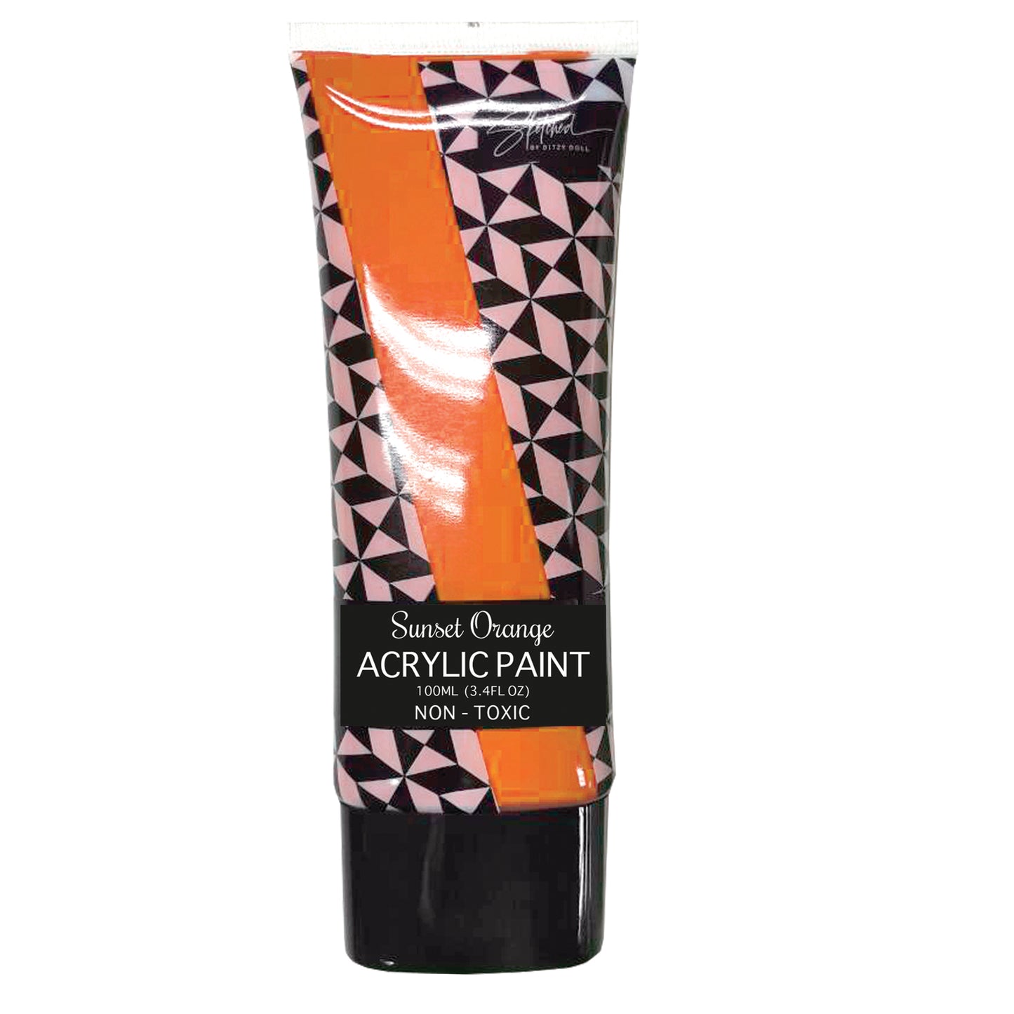 Ditzy Doll Acrylic Paint Sunset Orange 100ml - High-Quality Pigmented Paint for Art and Craft Projects