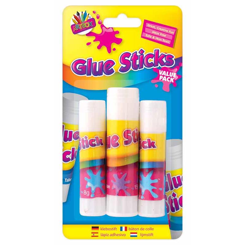 Glue Sticks - 3 Pack Mess Free Safe Non Toxic Clear Adhesive Art Crafts Kids