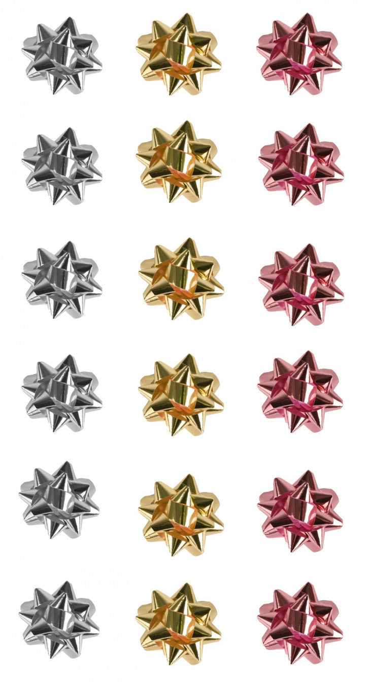 20 Medium Rose Gold, Silver & Gold Foil Bows