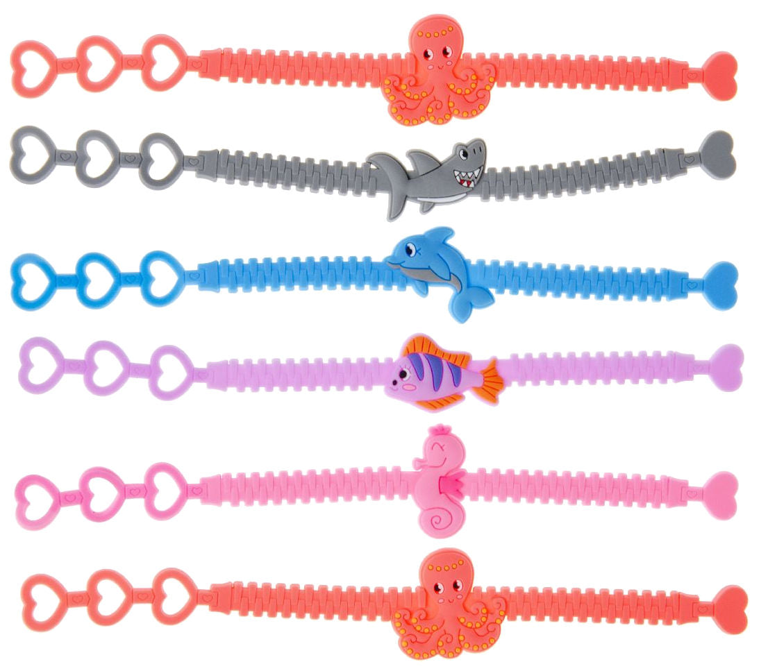 6 Adjustable Sealife Rubber Bracelets