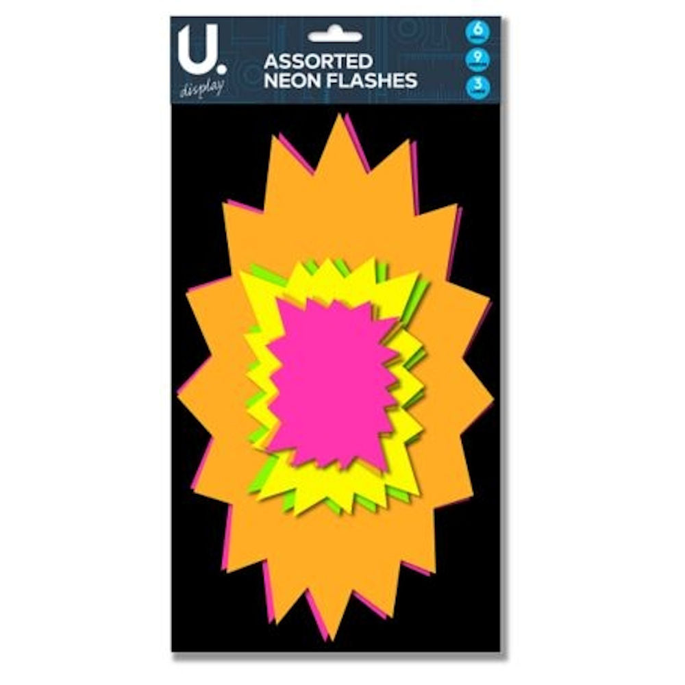 Assorted Neon Flashes - 18 Pack Vibrant Colours Eye Catching Crafting Decoration
