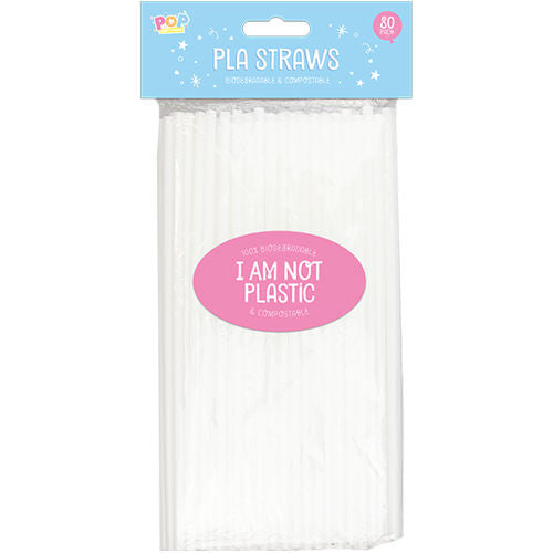 Biodegradable PLA Straws 80 Pack - Eco-Friendly Alternative for Sipping Beverages