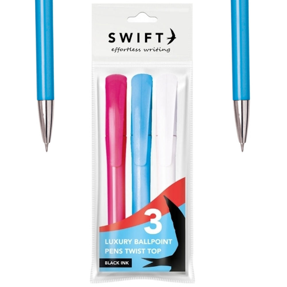 Luxury Twist Assorted Pens - 3 Pack Smooth Writing Assorted Ink Writing