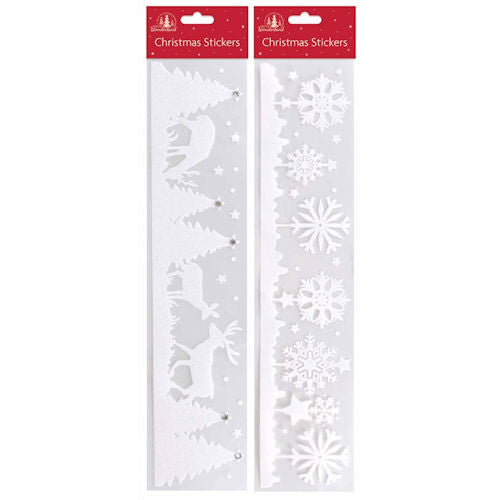 Small Strip Window Snow Decals - Assorted Winter Christmas Decoration Reusable