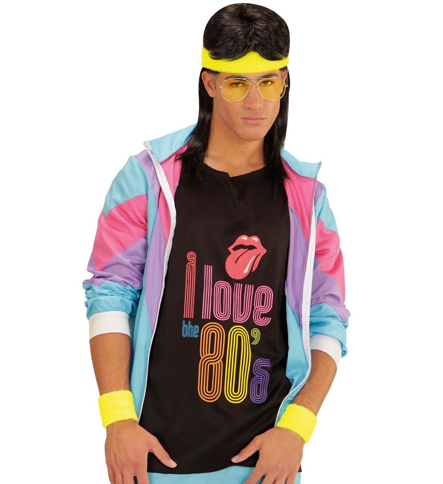 Neon Yellow Sweatbands Set (Headband and 2 Wristbands)