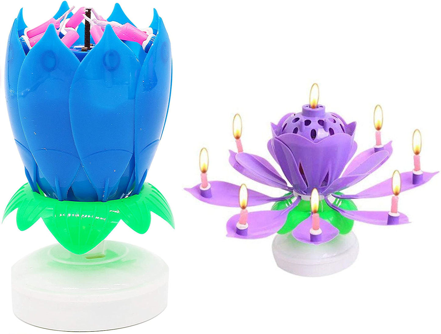 Blue Musical Flower Candle