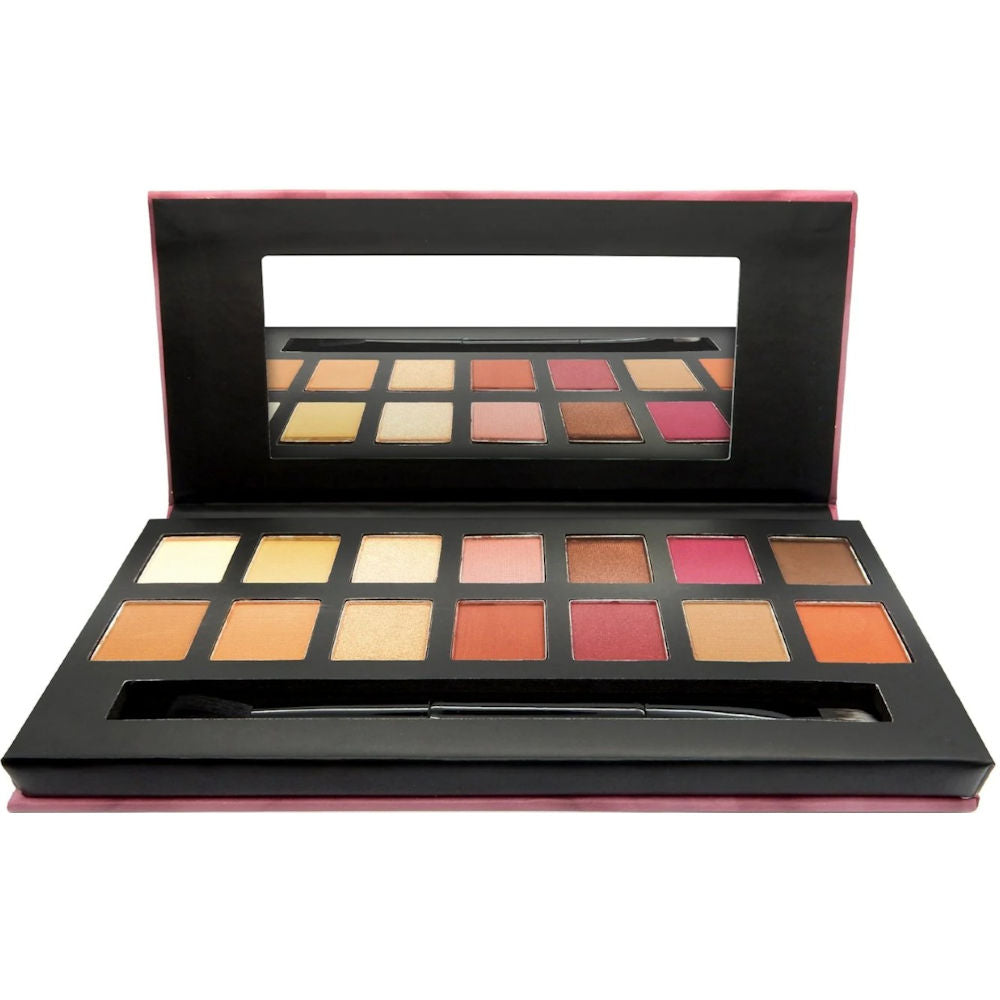 W7 Cosmetics Delicious Eyeshadow Palette - 14 Colour Matte Shimmer With Applicator Nude Natural Eyes