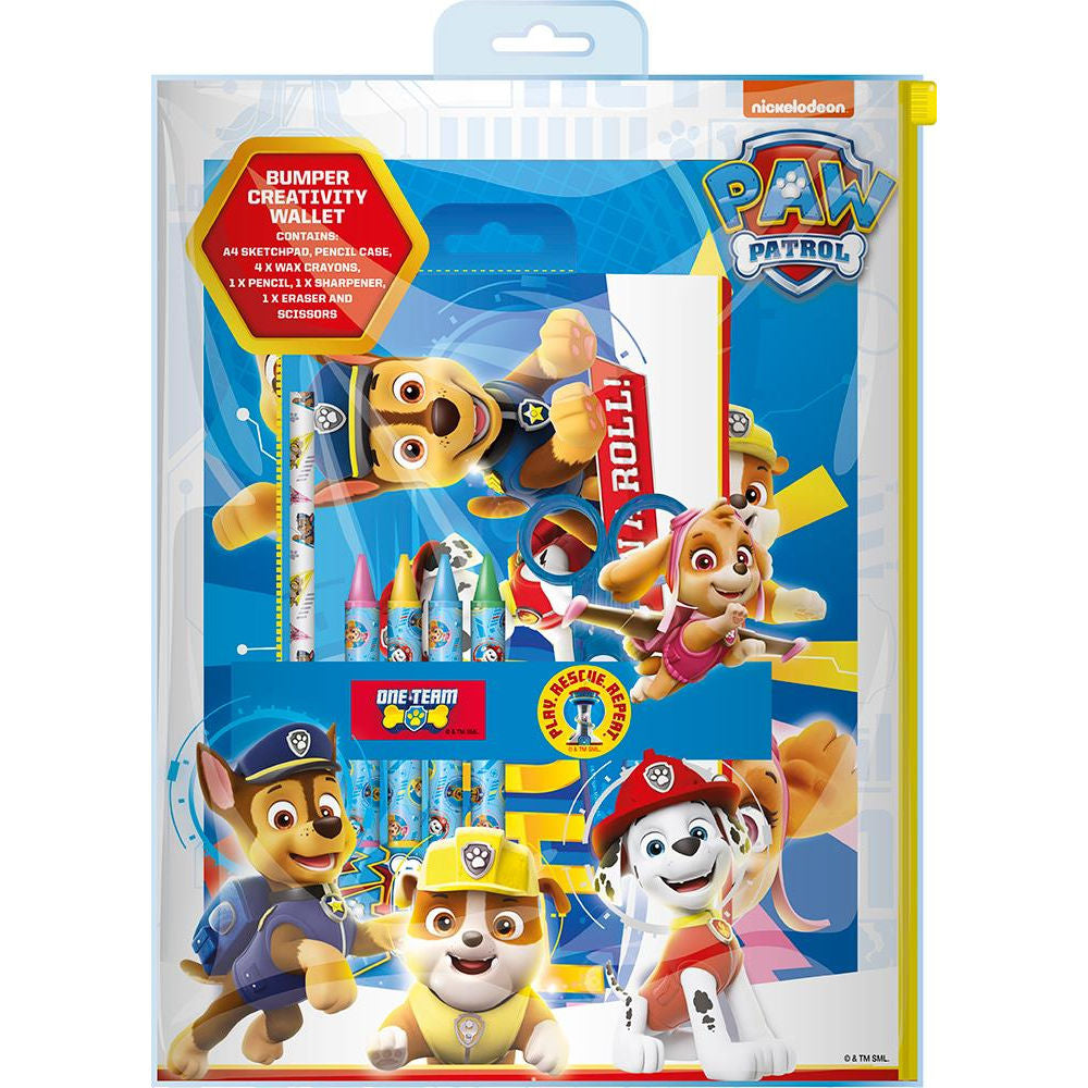 Paw Patrol Creativity Wallet - Sketchpad Pencil Case Wax Crayons Pencil Sharpener Eraser Scissors On-the-Go Creative Play
