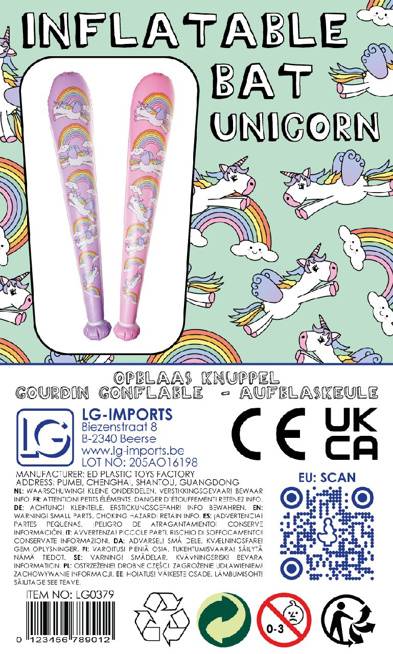 Inflatable Unicorn Baseball Bat