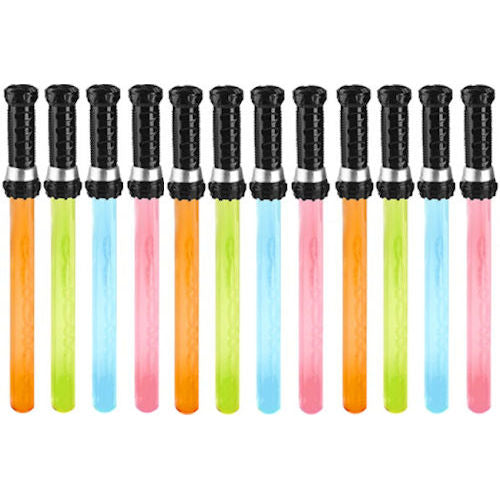12 Laser Baton Bubble Swords - Colourful Light Up Toys Outdoor Play Summer