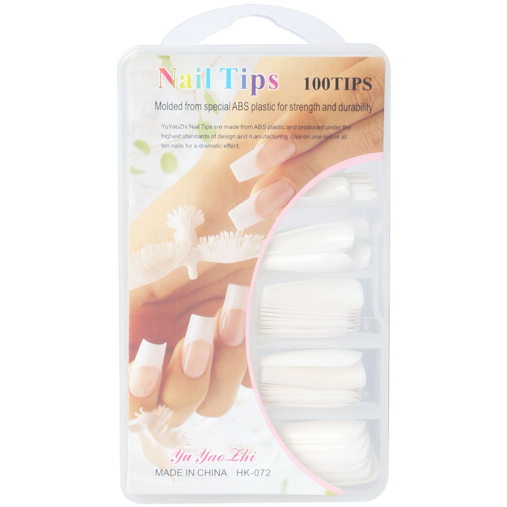 White Full Cover False Nails 100 Pack - Artificial Nails for Nail Extension and Nail Art