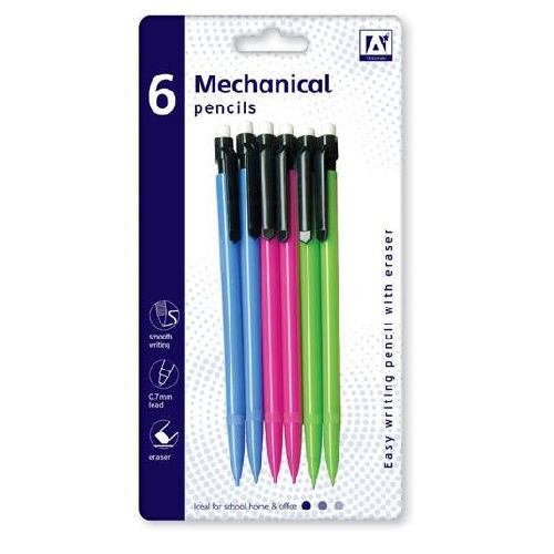 Mechanical Pencils - 6 Pack Refillable Lead Retractable Writing Instruments School Office Supplies