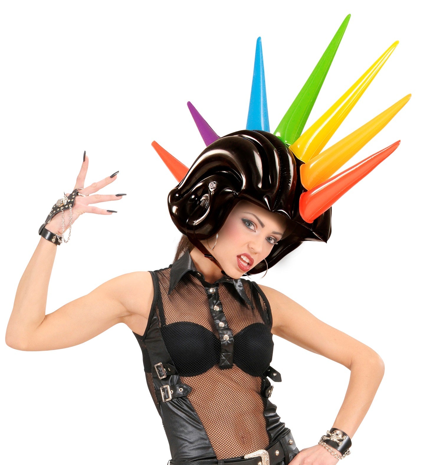 Inflatable Multicolour Spikes Helmet - 90cm