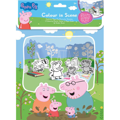 Peppa Pig Colour In Scene - Character Standees Colouring Pencils Colour In Scene Sticker Sheet