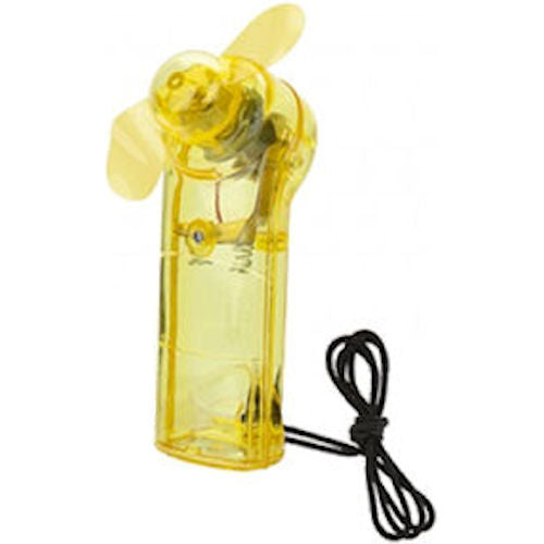 Yellow Hand Fan With Neck Cord -Battery Operated Portable Cooling Device