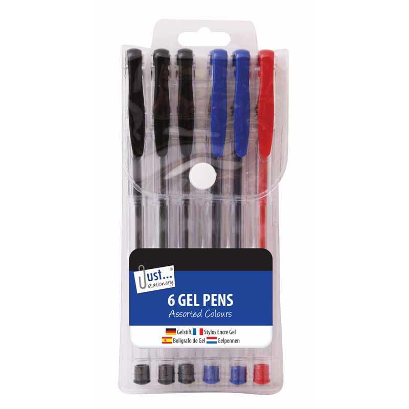 Gel Pens - 6 Pack Assorted Colourful Writing Drawing Stationery