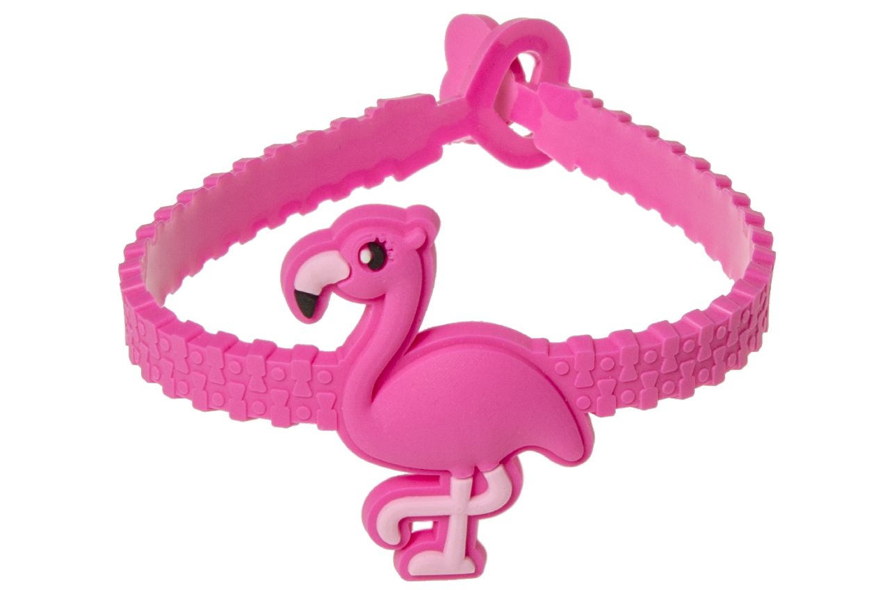 6 Adjustable Pink Flamingo Rubber Bracelets