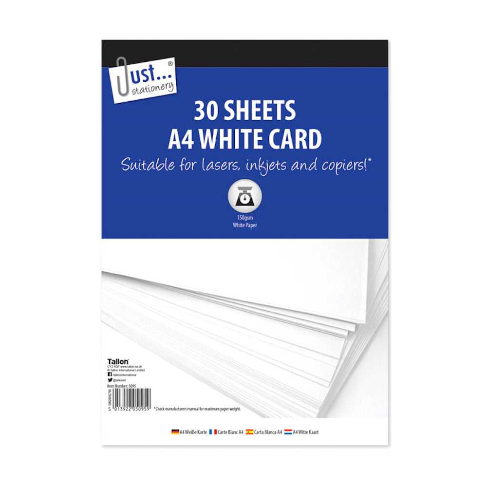 A4 White Card - 30 Sheets 150gsm Crafting Paper Supplies Art School Office