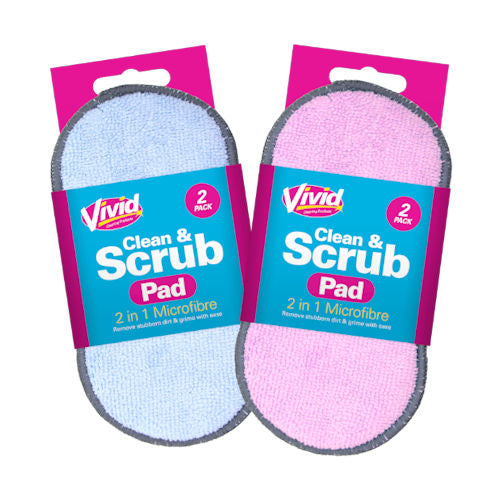 Cleaning Scrub Pad 2-In-1 2 Pack - Dual-Sided Scrubber Sponge for Tough Stains and Gentle Cleaning