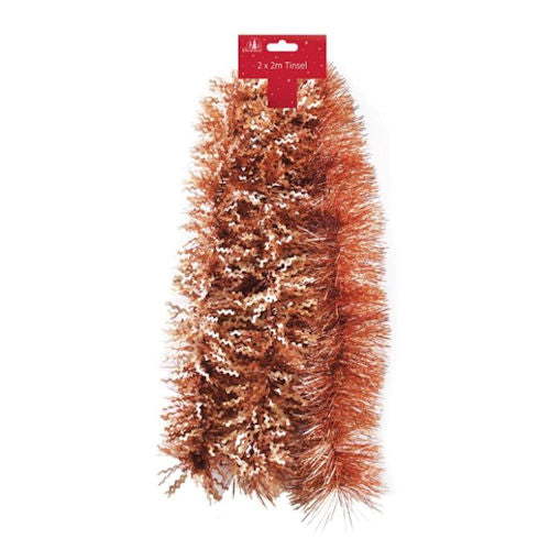 Luxury Tinsel 2 Pack Shiny & Matt - Copper Festive Holiday Decoration Christmas Tree Decor Assorted Textures