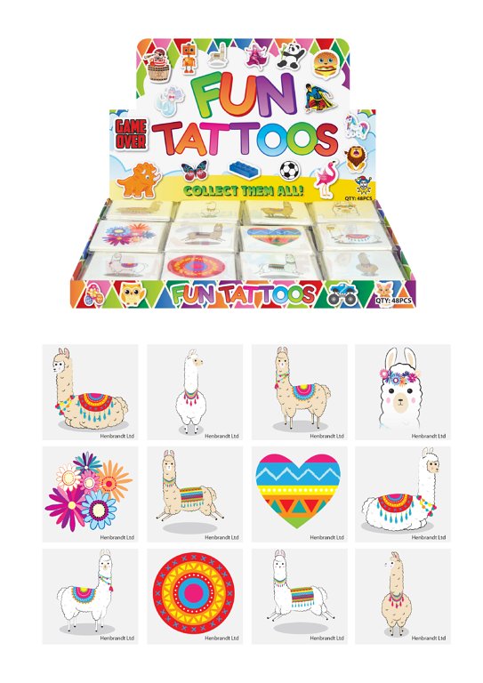 72 Llama Temporary Tattoos