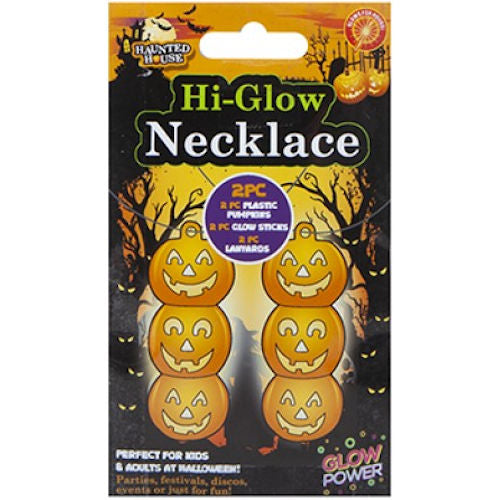 Hi Glow Pumpkin Necklace Halloween - Glowing Halloween Accessory Fancy Dress Pumpkins