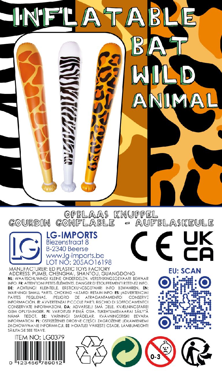 Inflatable Animal Print Baseball Bat