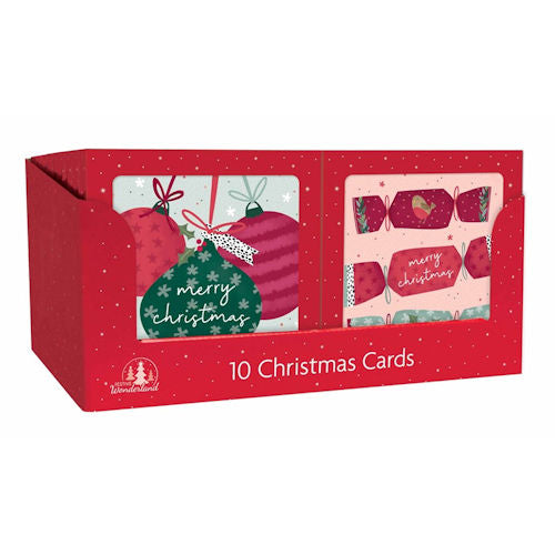 Christmas Cards - Assorted 10 Pack Festive Greetings Holiday Stationery Assorted Designs