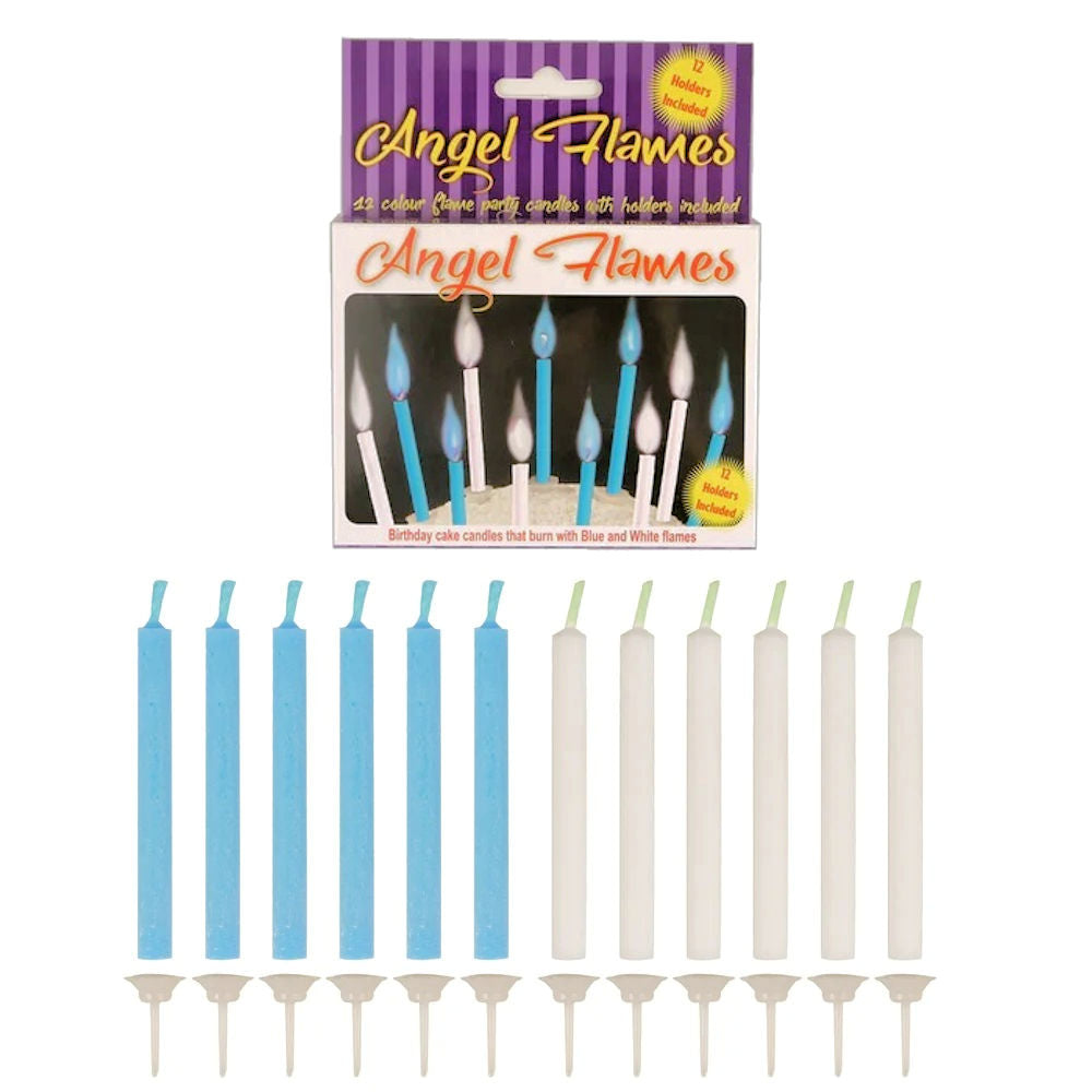 12 Blue & White Angel Flames Candles