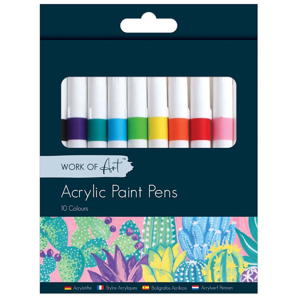 Acrylic Bright Colours Pens - 10 Pack Artist Painting Markers Craft Supplies