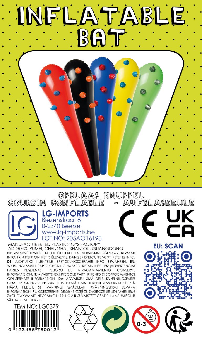 Inflatable Coloured Spikey Club