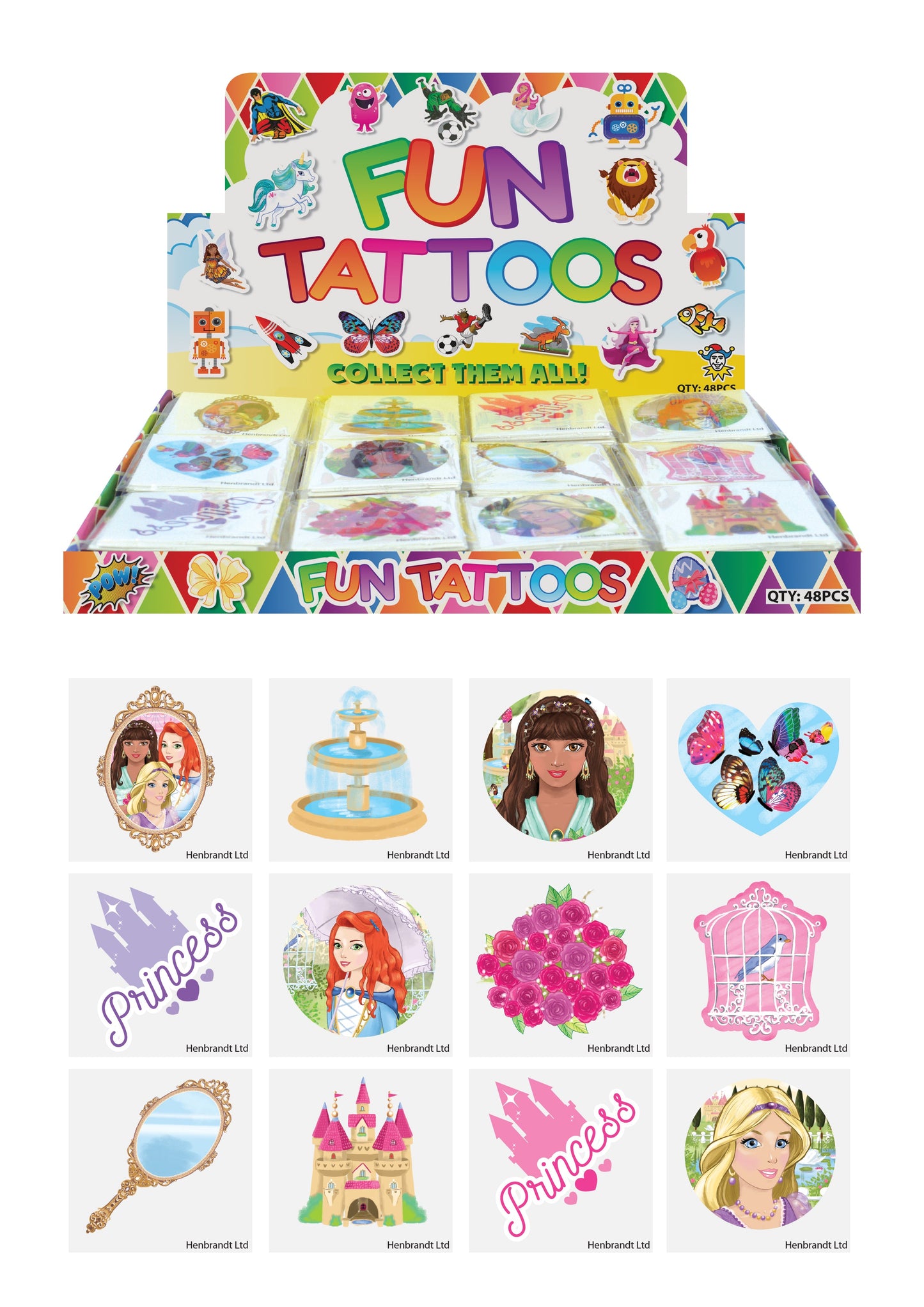 72 Princess Temporary Tattoos