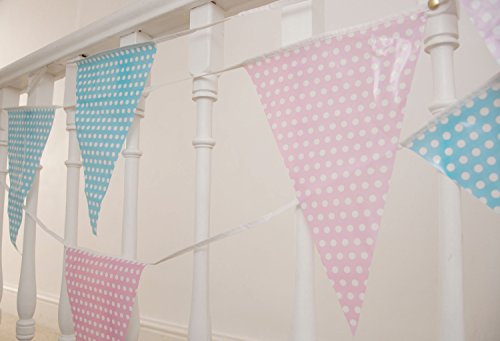 Pink & Blue Polka Dot 10m Triangle Bunting