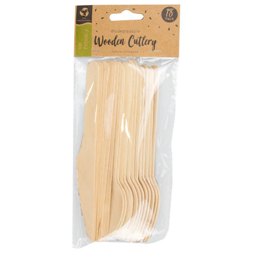 Eco Wooden Cutlery 18 Pack - Disposable Utensils made from Sustainable Wood