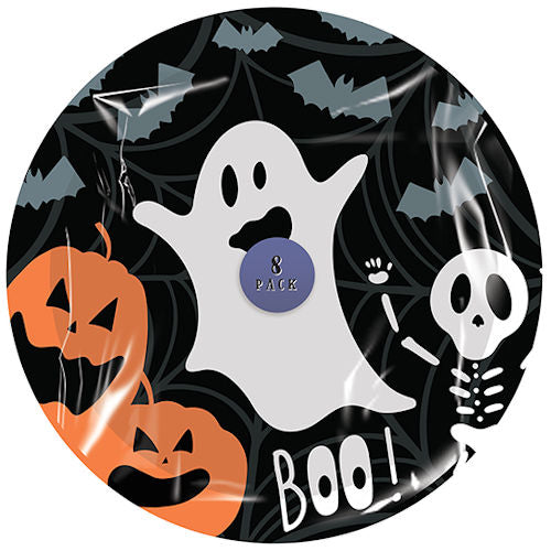 Halloween Paper Plates - 22.5cm 8 Pack Party Disposable Dinnerware Spooky Festive Haunted House Ghost