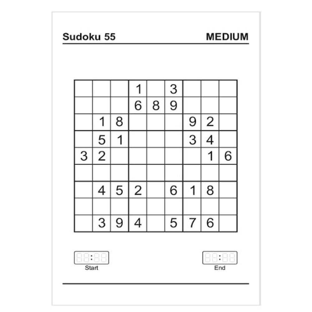 A4 Sudoku Puzzles - Assorted Challenging Puzzles Difficulty Levels High Quality Paper Relaxing Brain Teasers