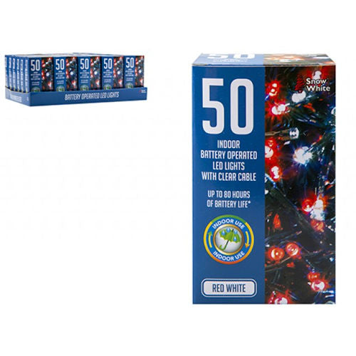 LED Red & White Lights - 50 Pack Christmas Tree Indoor Home Decorations