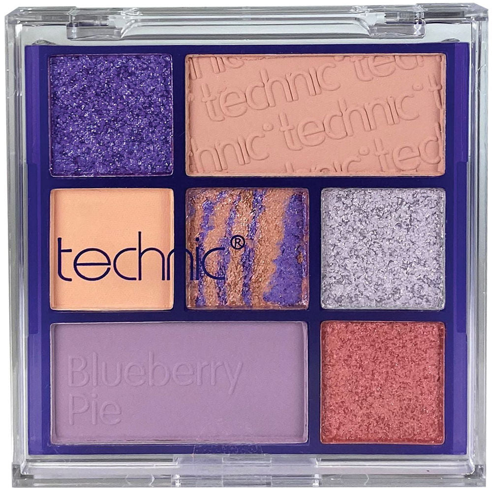 Technic Cosmetics 7 Colour Pressed Pigment Eyeshadow Palette Blueberry Pie - Makeup Beauty Glamour Vibrant Shades Palette