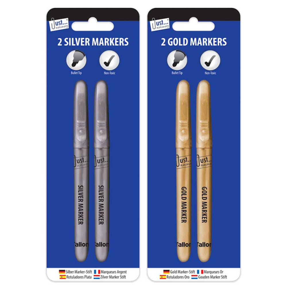 Metallic Markers - Assorted 2 Pack Gold Silver Bullet Tip Drawing Art Supplies