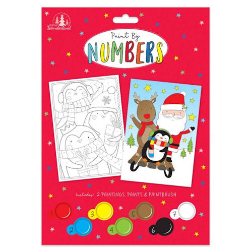 Christmas Paint By Numbers Set - Festive Holiday Craft Kit Art Supplies Kids Activity Creative Fun