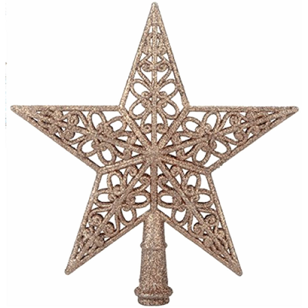 Rose Gold Tree Top Star - 20cm 5 Tip Christmas Decoration Glitter Sparkle