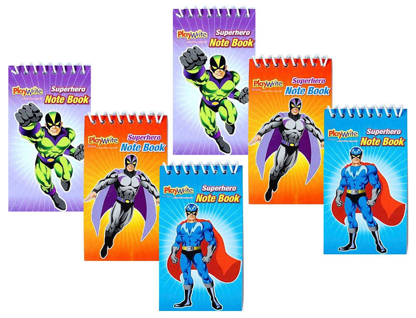 6 Mini Super Hero Spiral Notebooks