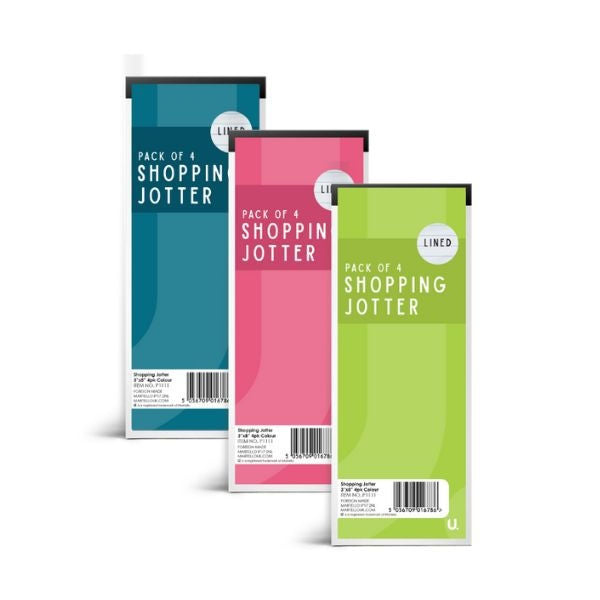 Shopping To Do List Lined Jotter Pack - 4 Pack Convenient Size Quick Notes Lined Pages Organised Shopping Multiple Lists