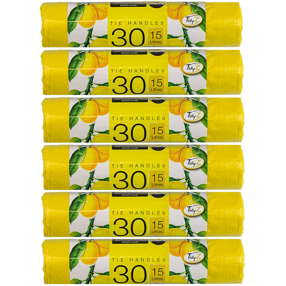 Pedal Bin Liners Scented 30 Pack 15L - Lemon 6 Pack