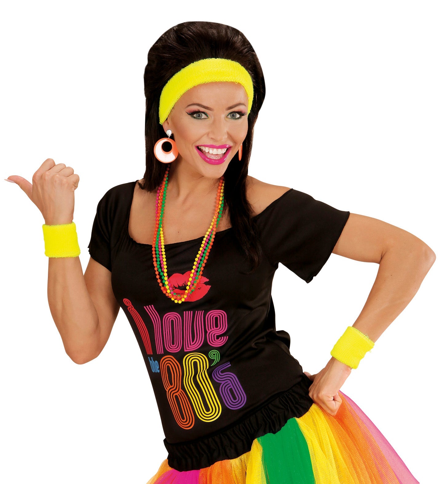 Neon Yellow Sweatbands Set (Headband and 2 Wristbands)