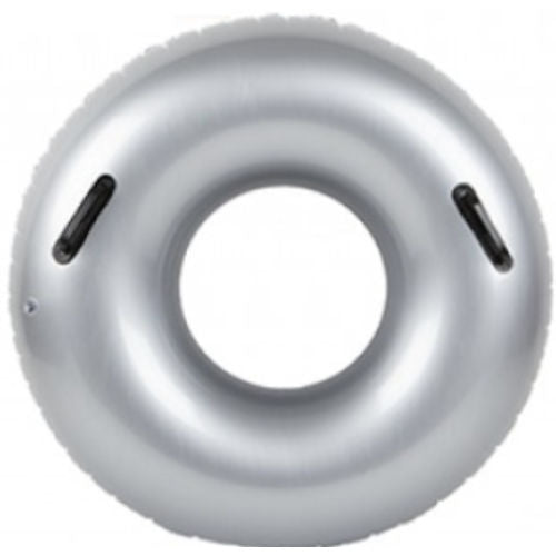 Silver Shiny Metallic Swim Ring - 24" Pool Beach Accessory Inflatable